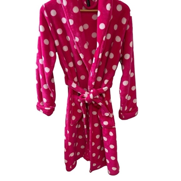 Cynthia Rowley women’s size small 100% Polyester pink polka dot robe with Tie - Picture 1 of 7
